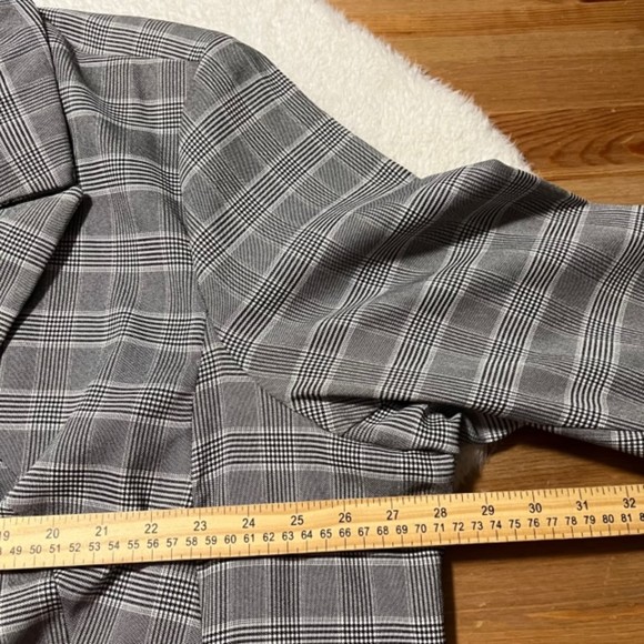Lane Bryant Womens Gray The Bryant Blazer Glen Plaid Padded Blazer Sz 28 - Picture 9 of 10